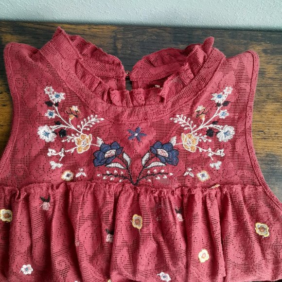 Embroidered Francescas Red Dress Floral Detail Cinnamon $48 MSRP NWT NEW W Large - Picture 3 of 12